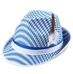 Chapeau de Tyrolien à Damier Bleu et Blanc - Adulte