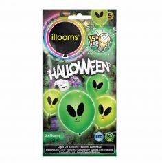 5  Ballons de baudruche led - Alien vert