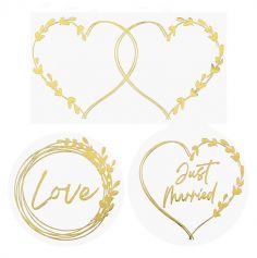 Un lot de 16 stickers dorés pour personnaliser vos cadeaux de remerciement lors de votre mariage | jourdefete.com