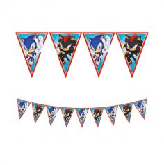 Une sublime guirlande de 8 fanions aux couleurs de Sonic pour un anniversaire pour enfant | jourdefete.com