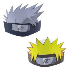 Ce lot de 8 coiffes en carton - Naruto Uzumaki / Kakashi Hatake - Naruto Shippuden ® sera l’accessoire qu’il faudra à vos enfants pour ressembler à Naruto ou Kakashi | jourdefete.com