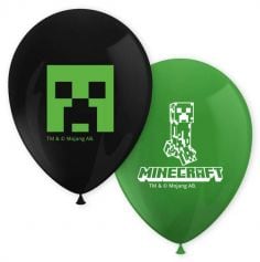 Gonflez ces ballons verts ou noirs avec un Creeper imprimé lors de l'anniversaire de votre enfant | jourdefete.com