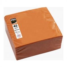 40 serviettes en ouate micro-gaufrée 2 plis FSC® - 38 x 38 cm - Couleur Orange
