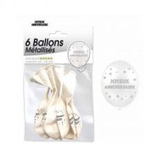 6-Ballons-Baudruche-Métallisés-Joyeux-Anniversaire-Blanc|jourdefete.com