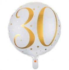 Ballon Anniversaire - Blanc et Or - 30 ans | jourdefete.com