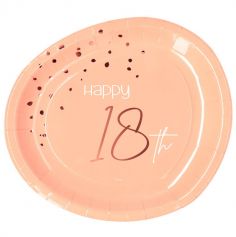 8 Assiettes en carton - Anniversaire Elégant - Blush & Rose Gold - 23 cm - Age au Choix