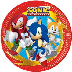 Un superbe anniversaire avec ce lot de 8 assiettes aux couleurs de "Sonic the Hedgehog" | jourdefete.com