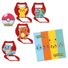 Un lot de 8 cartes d'invitation à l'effigie des Pokémons pour l'anniversaire de votre enfant | jourdefete.com