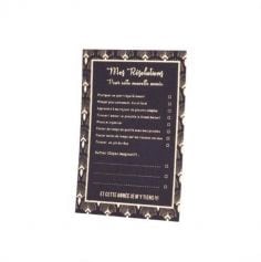 Sachet de 8 Cartes de Résolutions - Bonnes Fêtes -  Collection Paon - Noir Floqué Or