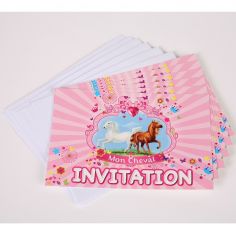 6 Invitations avec Enveloppes - Collection "Mon Cheval"