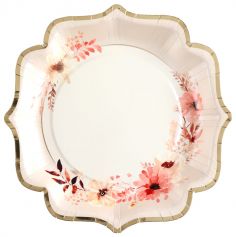 De jolies assiettes avec des fleurs dessinées en aquarelle pour votre événement | jourdefete.com