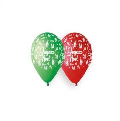 10 ballons joyeux noël verts et rouges | jourdefete.com