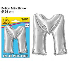 Ballon métallique argenté - Lettre "M"