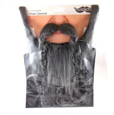 Set barbe et moustache "Viking" - Noir