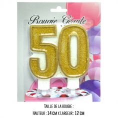 Bougie géante "50" - Or
