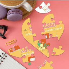Carte Puzzle à message en forme de cœur - Maîtresse - Collection Merci pour cette année