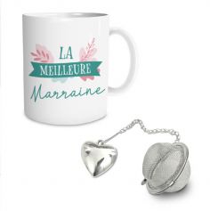 coffret mug et boule à thé Marraine | jourdefete.com