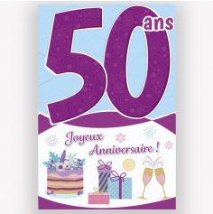 Carte d'anniversaire découp'âge 50 ans violet