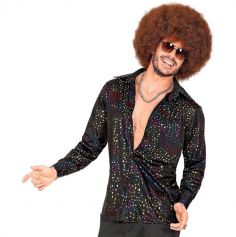 Chemise Noire de Disco à paillettes pour homme - Années 70 - Taille au choix