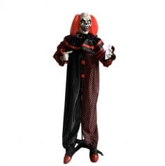 Faites bondir de peur vos invités le soir d’Halloween avec ce clown double tête animé sur pieds - 170 cm | jourdefete.com