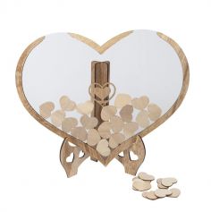 Optez pour ce splendide cœur en bois et plexiglas afin de faire un joli livre d'or | jourdefete.com