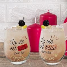Coffret Duo - 2 verres à eau - Saint-Valentin - Collection Chéri Chérie