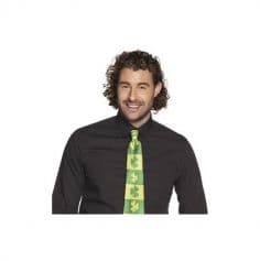 Cravate satinée avec trèfles pour Saint-Patrick - 35 cm | jourdefete.com