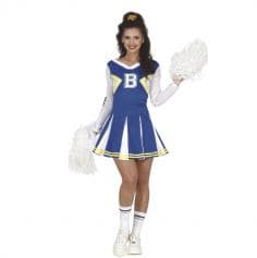 Déguisement de Cheerleader Bleu pour femme - Taille au choix