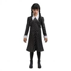 Une belle robe noire à motifs pour que votre enfant incarne Mercredi Addams | jourdefete.com