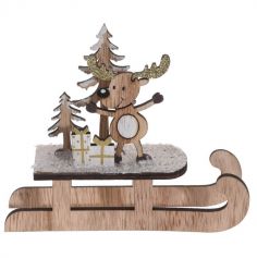 Décoration à Poser Noël - Bois - Luge - Renne et Cadeaux | jourdefete.com