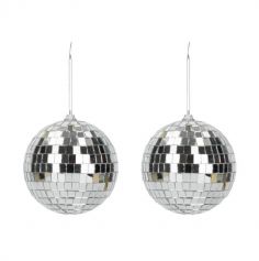 Un splendide lot de 2 boules à facettes argentées pour la soirée disco | jourdefete.com