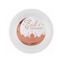 10 assiettes en carton Eid Mubarak rose gold | jourdefete.com