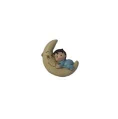 Figurine de bébé garçon sur une lune à coller | jourdefete.com