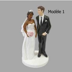Figurines pour gâteau de mariage - Couple Mixte - Modèle au Choix