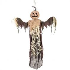 Cette décoration d’Halloween à suspendre - Épouvantail Citrouille - 95 cm va terrifier vos convives | jourdefete.com