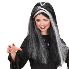 De longs cheveux noirs et gris lors de la soirée d'Halloween | jourdefete.com