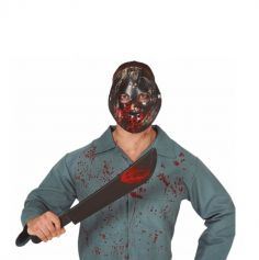 masque de hockey noir et machette ensanglantee | jourdefete.com