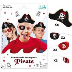 Un superbe anniversaire pirate grâce à ce lot de 6 cache-œils et de 6 chapeaux de pirate | jourdefete.com