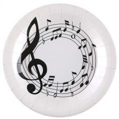 Un lot de 10 assiettes blanches pour une fête sous le signe de la musique | jourdefete.com
