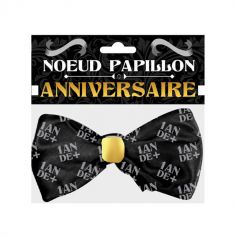 Nœud Papillon Anniversaire - Noir et Doré - 1 an de plus | jourdefete.com