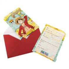 8 cartes d’invitation en carton avec enveloppes - 14,5 x 10 cm - One Piece ®