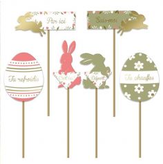 Pack de 6 bâtonnets à planter - Flèches directionnelles - Joyeuses Pâques | jourdefete.com
