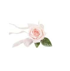 rose avec feuille et rubans pour demoiselle honneur rose ou blanc | jourdefete.com