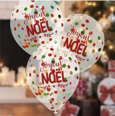 6 ballons à confettis - Diamètre 30 cm - Joyeux Noël