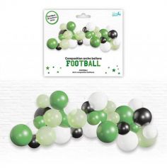 Une arche à ballons de couleur verte, blanche et noire comme les couleurs du football | jourdefete.com