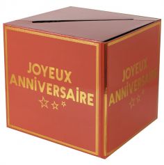 Une splendide tirelire avec écrit "Joyeux Anniversaire" de couleur terracotta | jourdefete.com