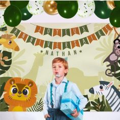 Toile murale personnalisable - 1,50 x 2,10 m - Collection Jungle Party