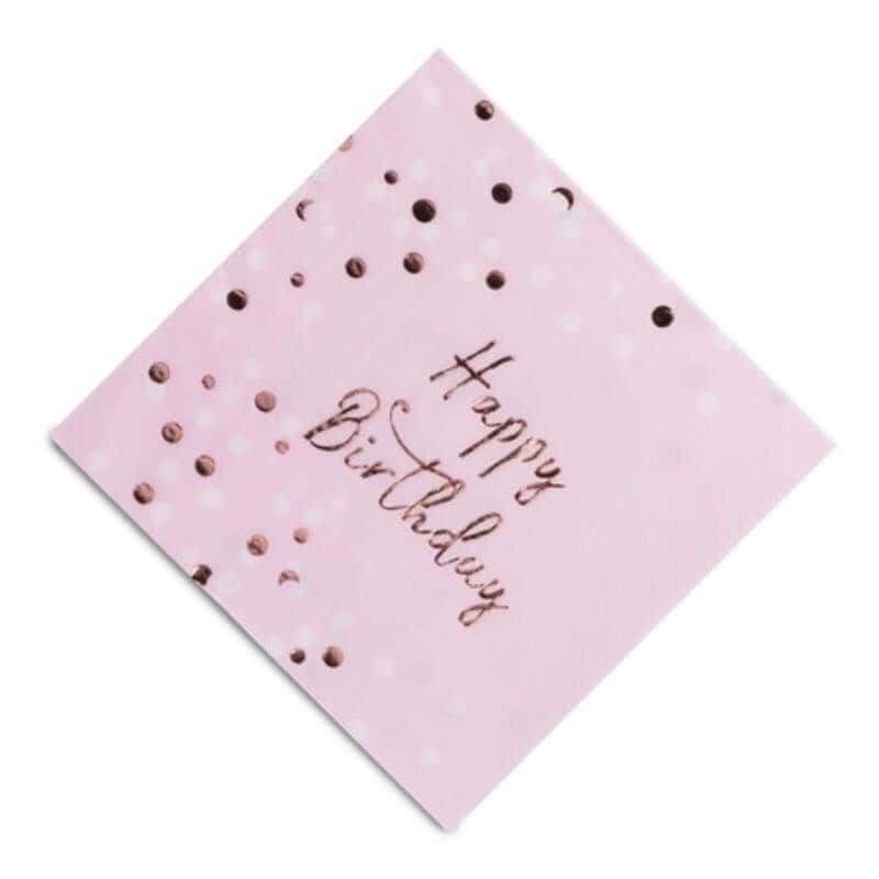 16 serviettes papier rose poudré et liseré or - La Malle à Confettis