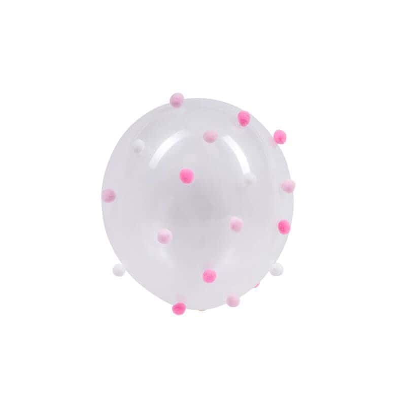 6 ballons roses à pois blancs 30 cm