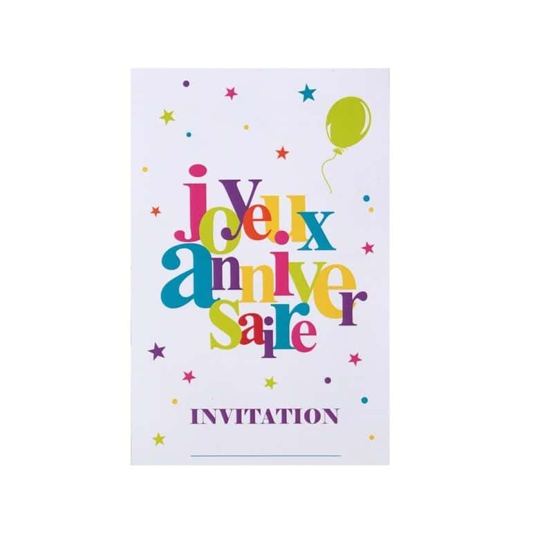 6 Cartes D Invitation Joyeux Anniversaire Multicolore Jour De Fete Boutique Jour De Fete